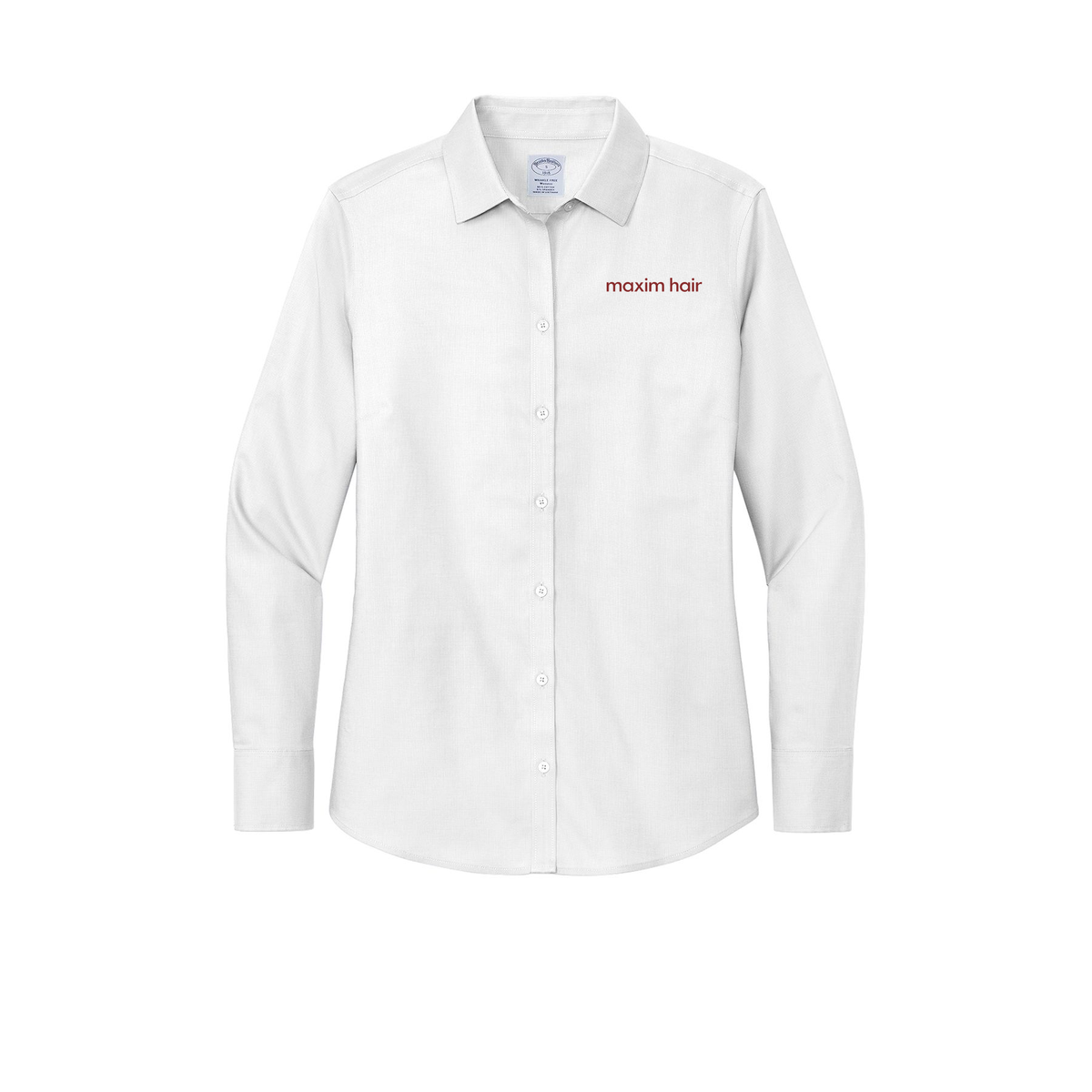maximhairrestoration-brooks-brothers-womens-wrinkle-free-stretch-nailhead-shirt-embroidery-leftchest-BB18003-white-flat-front