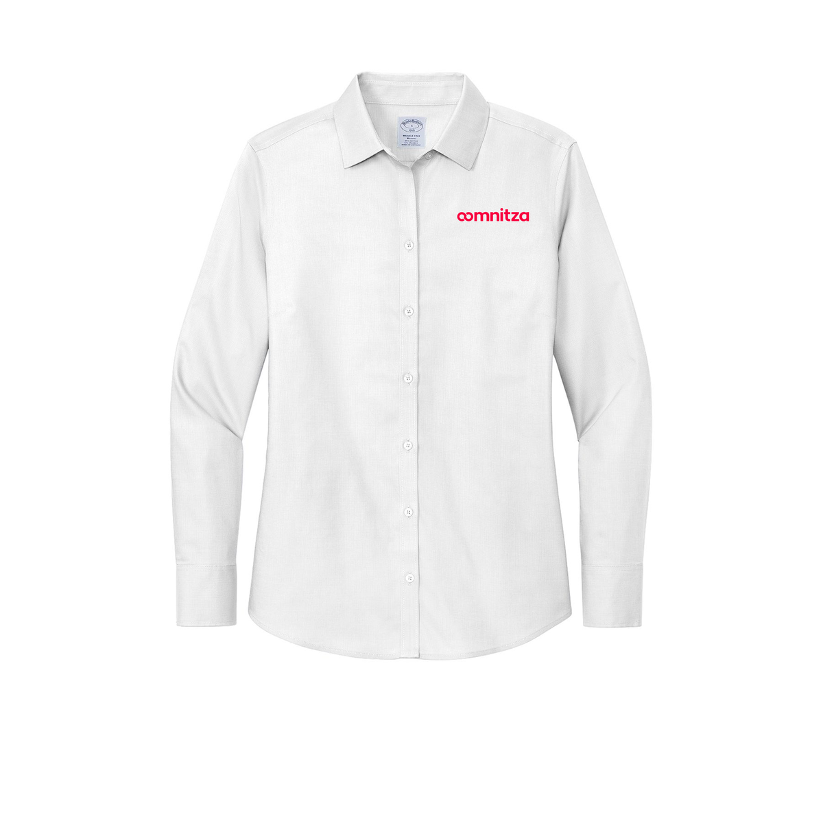 oomnitza-brooks-brothers-womens-wrinkle-free-stretch-nailhead-shirt-embroidery-leftchest-BB18003-white-flat-front