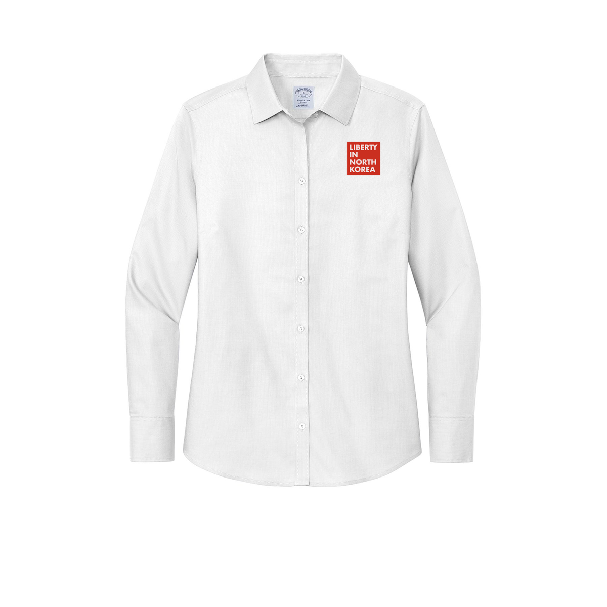 libertyinnorthkorea-brooks-brothers-womens-wrinkle-free-stretch-nailhead-shirt-embroidery-leftchest-BB18003-white-flat-front