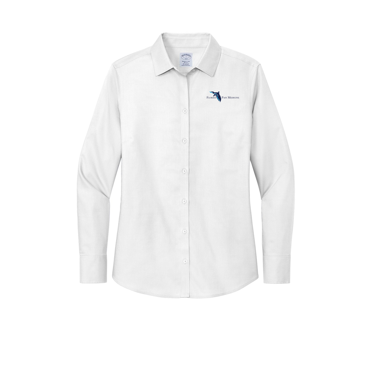 floridapainmedicine-brooks-brothers-womens-wrinkle-free-stretch-nailhead-shirt-embroidery-leftchest-BB18003-white-flat-front