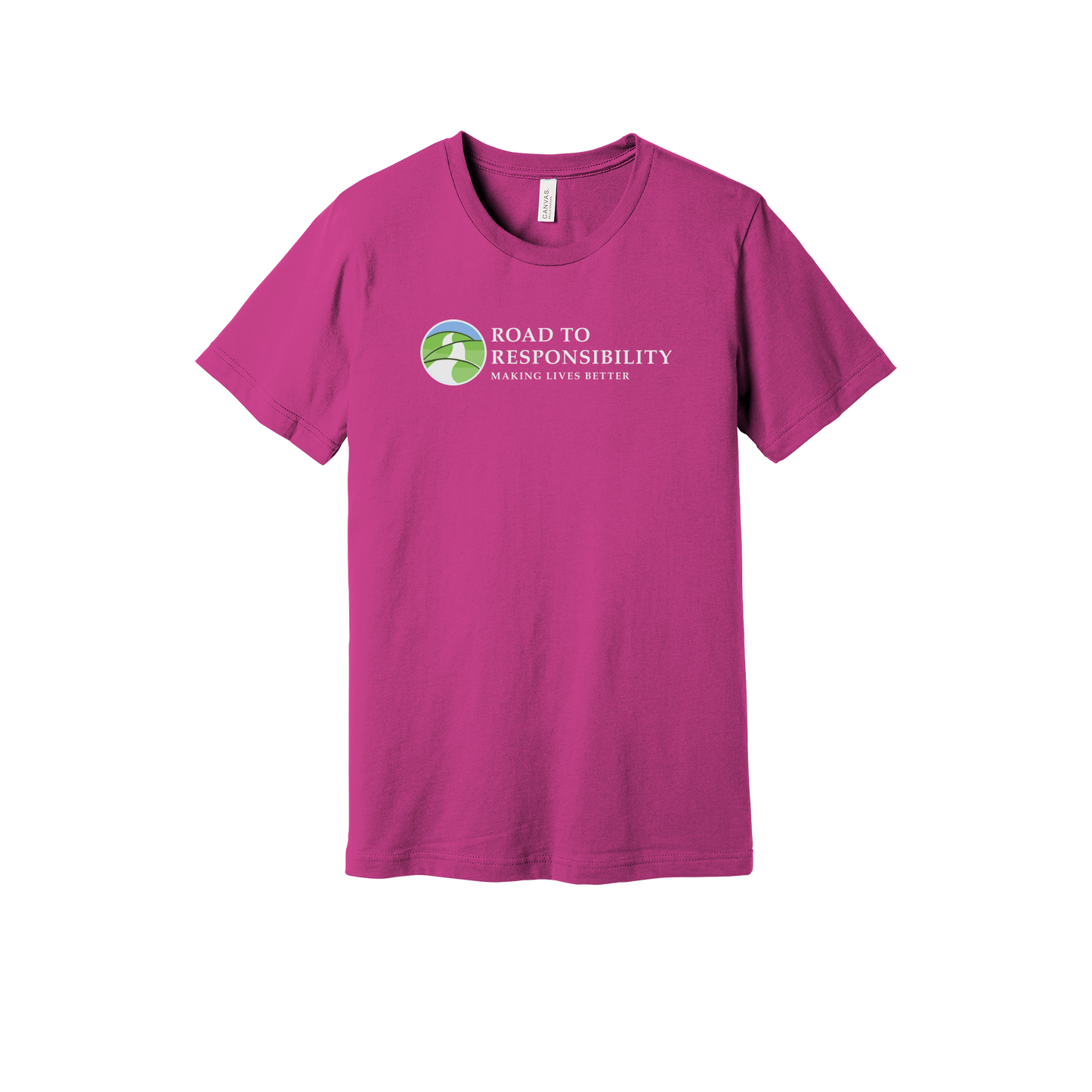 roadtoresponsibility-everyday-essentials-short-sleeve-tee-dtf-front-BC3001-berry-flat-front