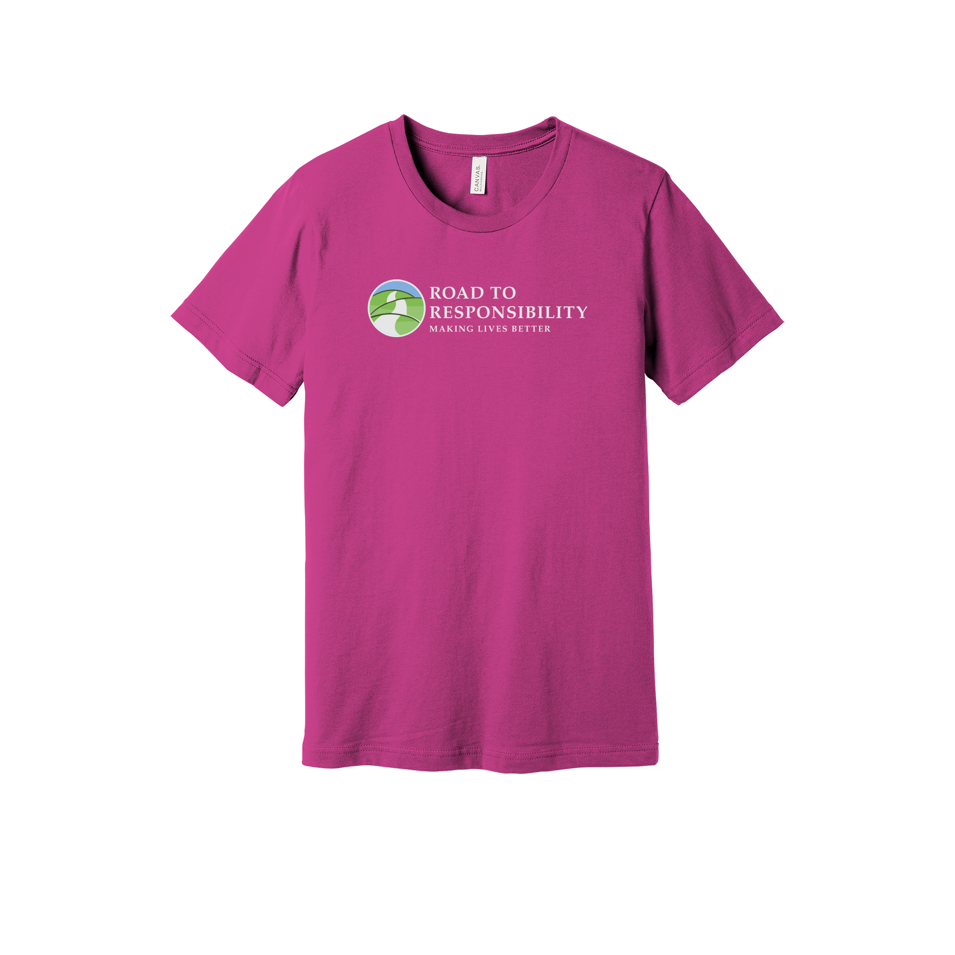 roadtoresponsibility-everyday-essentials-short-sleeve-tee-dtf-front-BC3001-berry-flat-front