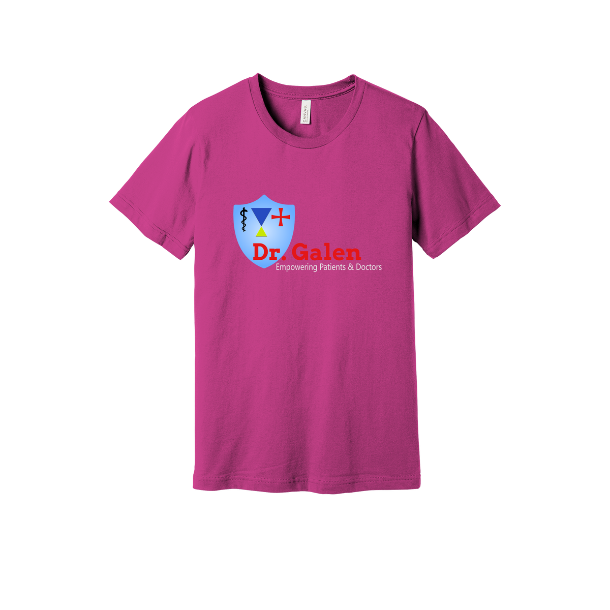drgalen-everyday-essentials-clinic-short-sleeve-tee-dtf-front-BC3001-berry-flat-front