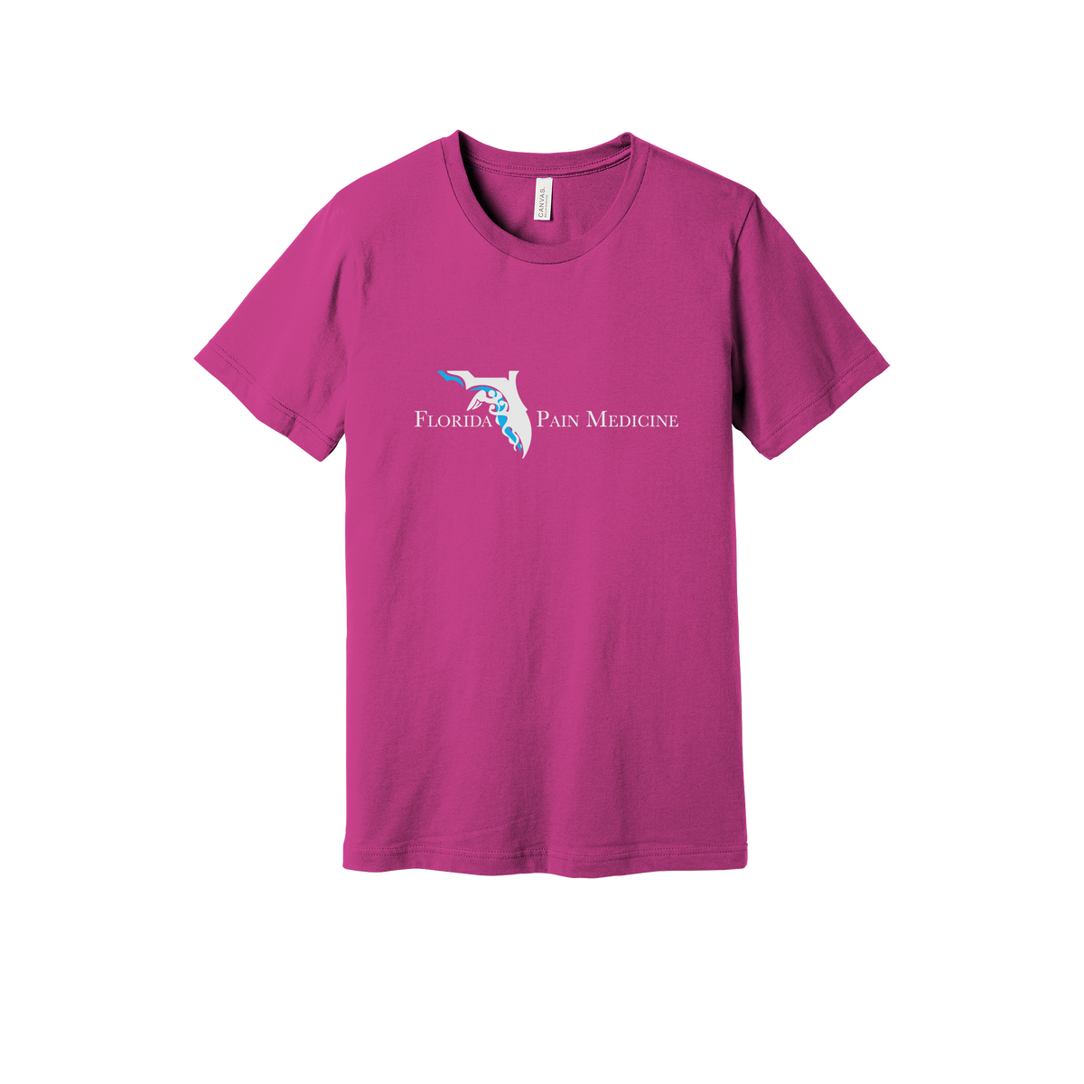 floridapainmedicine-everyday-essentials-clinic-short-sleeve-tee-dtf-front-BC3001-berry-flat-front