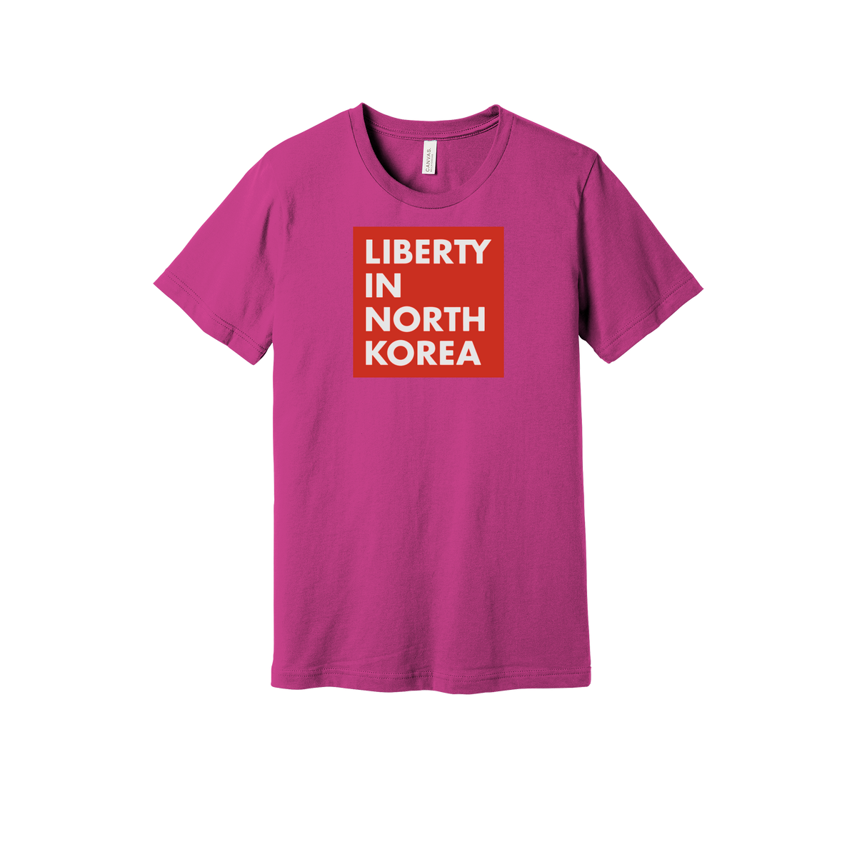 libertyinnorthkorea-everyday-essentials-short-sleeve-tee-dtf-front-BC3001-berry-flat-front