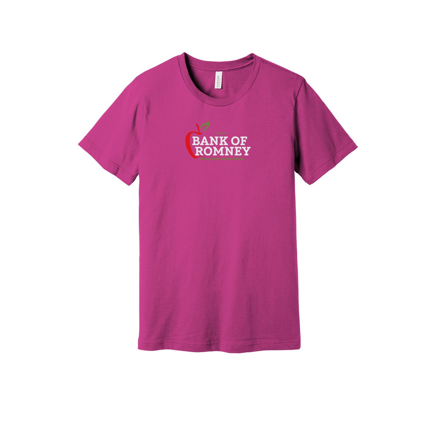 bankofromney-everyday-essentials-short-sleeve-tee-dtf-front-BC3001-berry-flat-front