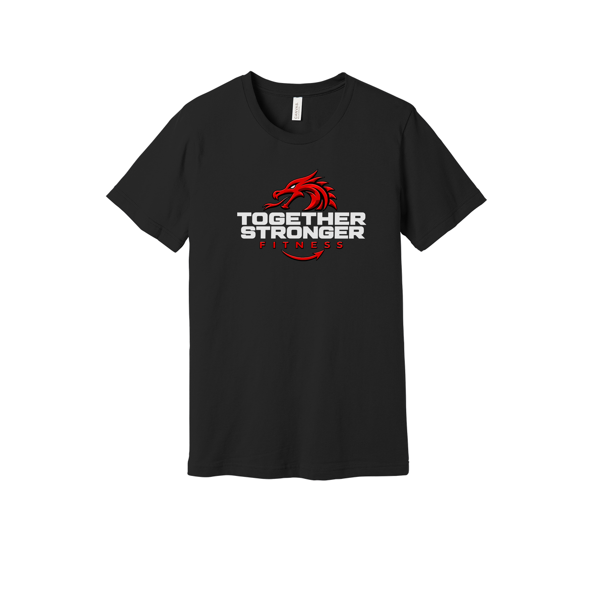 togetherstrongerfitness-everyday-essentials-short-sleeve-tee-dtf-front-BC3001-black-flat-front