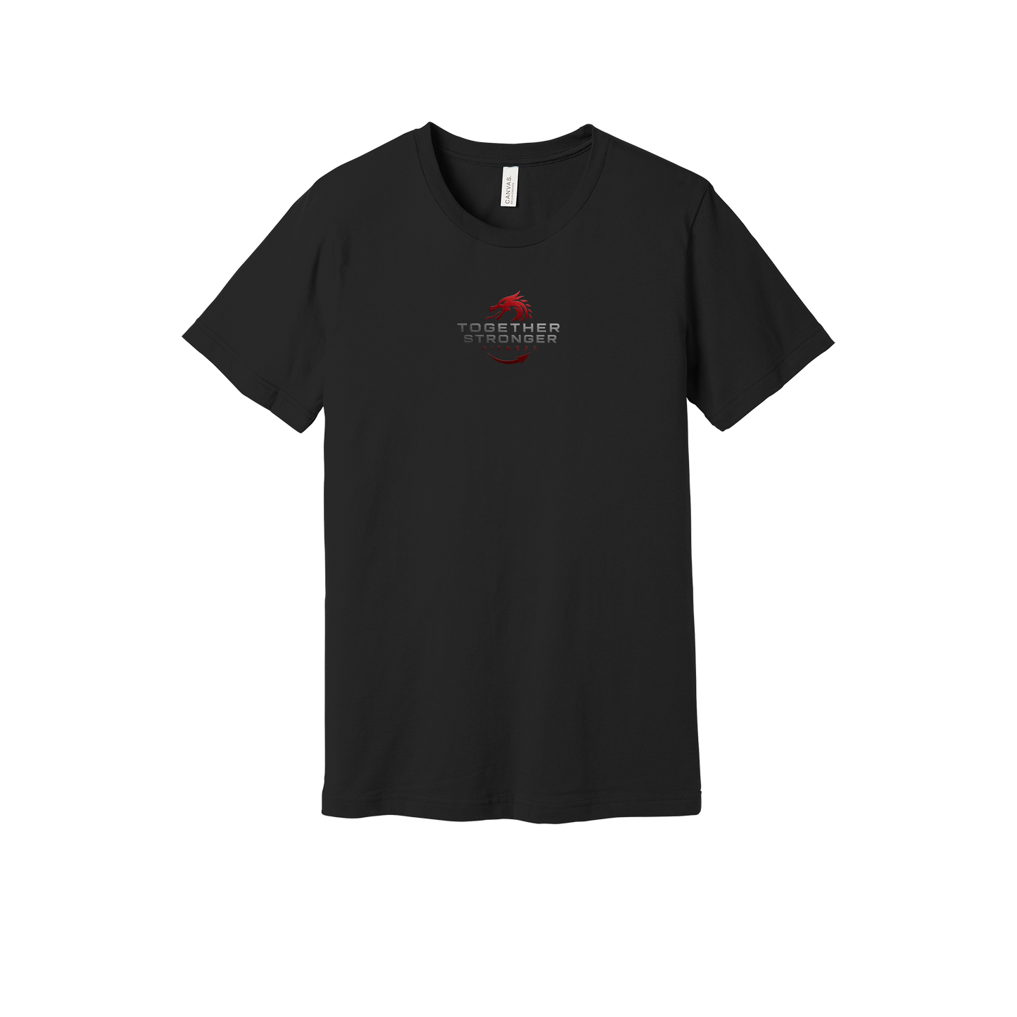 togetherstrongerfitness-everyday-essentials-short-sleeve-tee-dtf-front-BC3001-black-flat-front