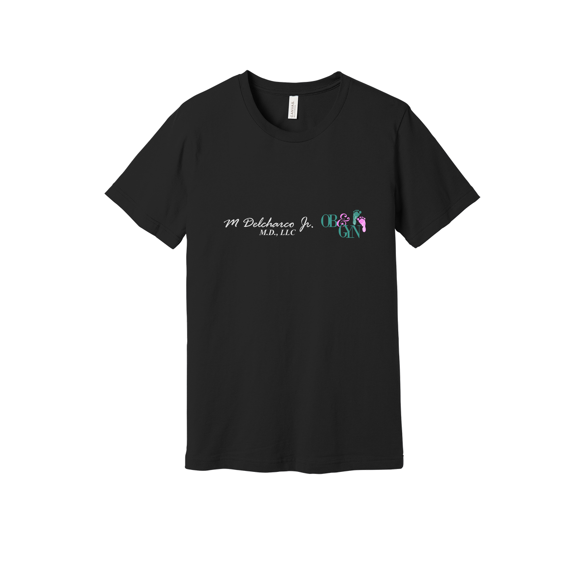 delcharco-everyday-essentials-clinic-short-sleeve-tee-dtf-front-BC3001-black-flat-front
