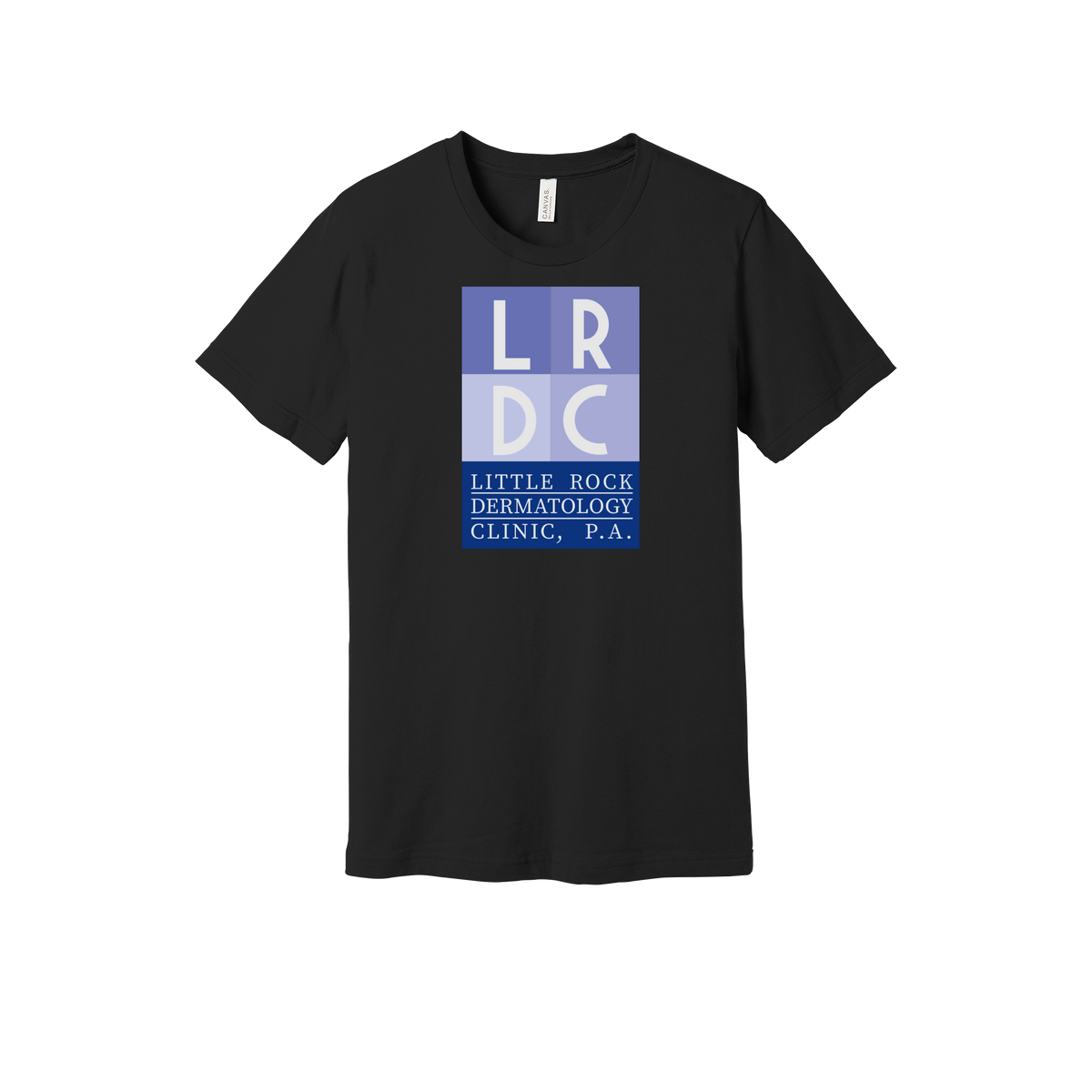 littlerockdermatology-everyday-essentials-clinic-short-sleeve-tee-dtf-front-BC3001-black-flat-front