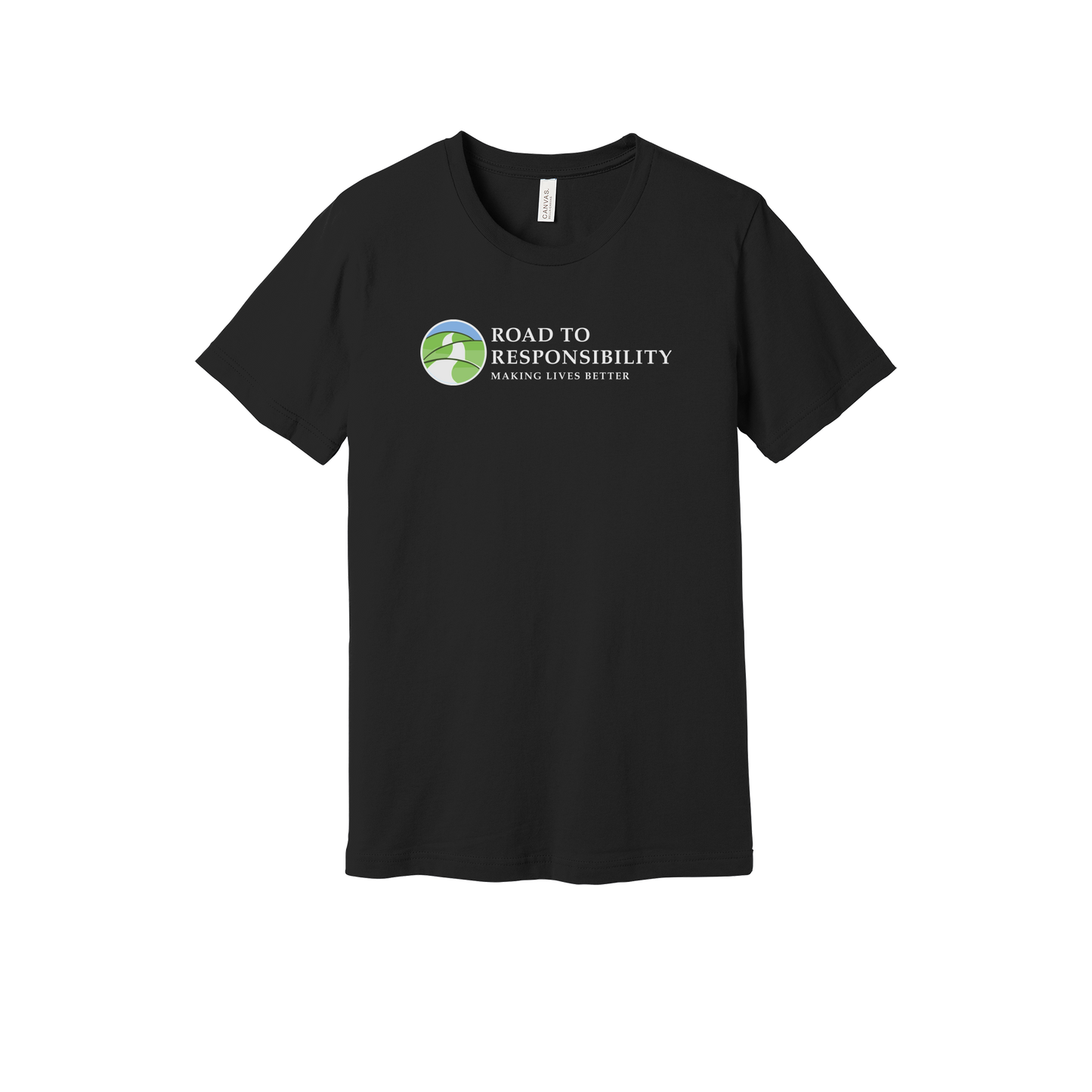 roadtoresponsibility-everyday-essentials-short-sleeve-tee-dtf-front-BC3001-black-flat-front