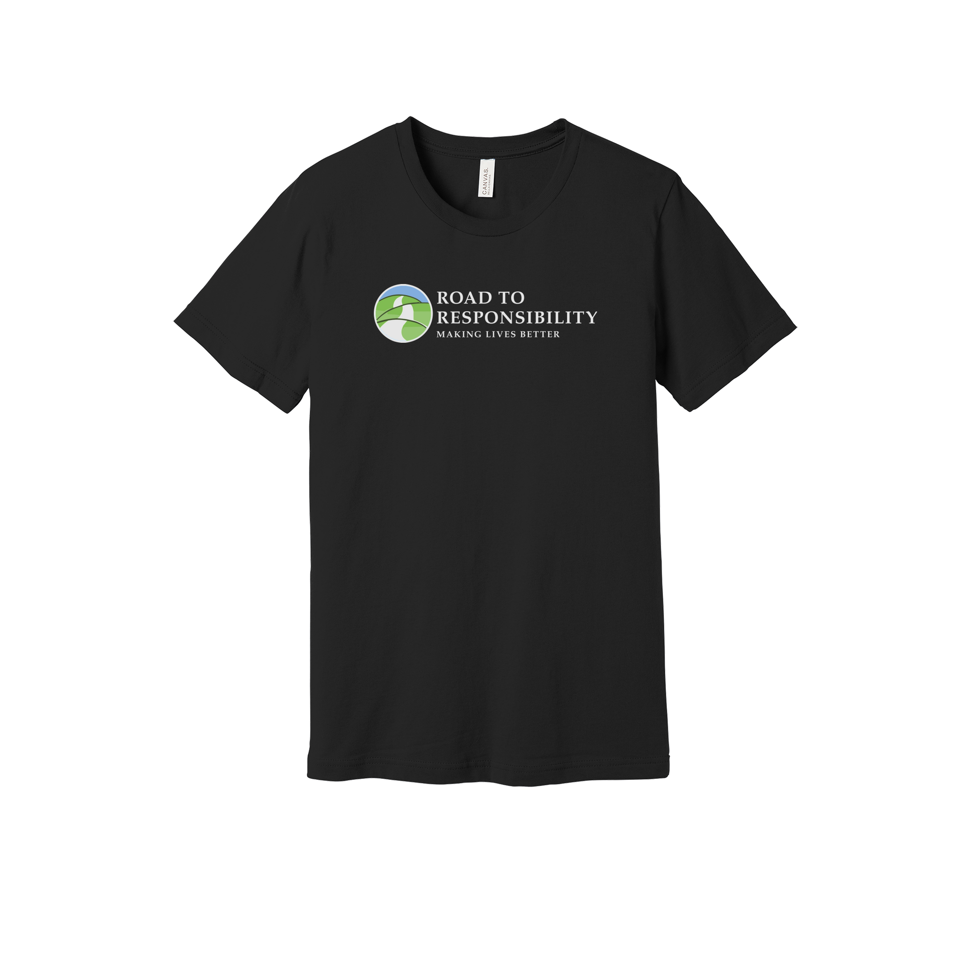 roadtoresponsibility-everyday-essentials-short-sleeve-tee-dtf-front-BC3001-black-flat-front