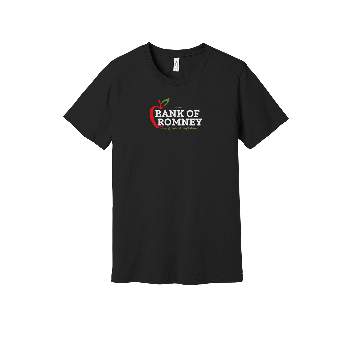 bankofromney-everyday-essentials-short-sleeve-tee-dtf-front-BC3001-black-flat-front