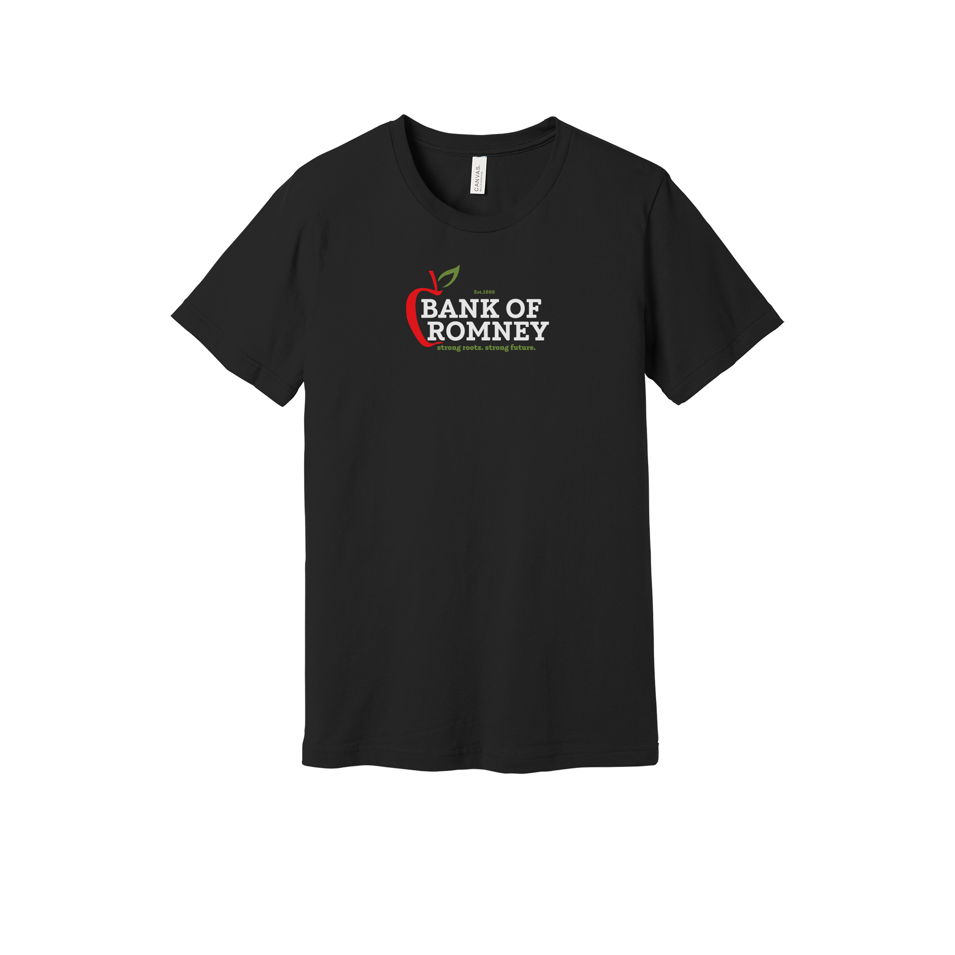 bankofromney-everyday-essentials-short-sleeve-tee-dtf-front-BC3001-black-flat-front
