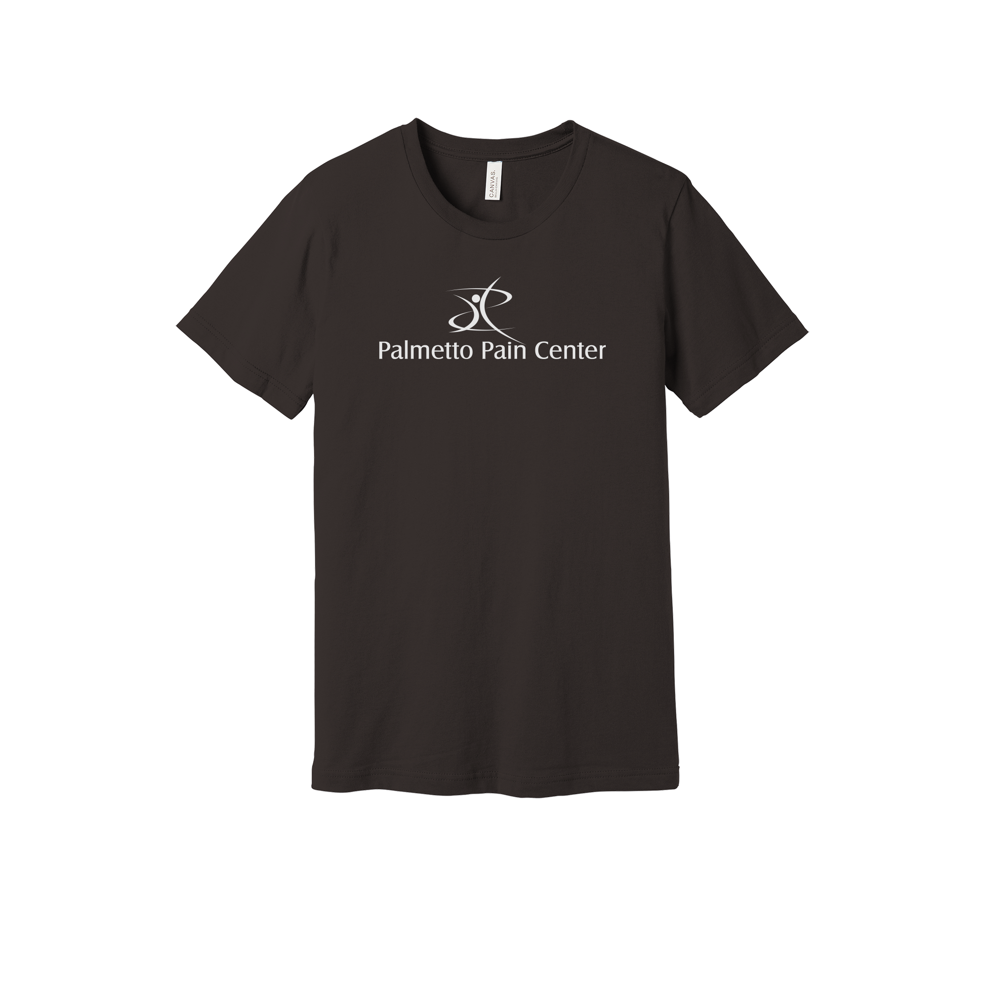 palmetto-pain-center-everyday-essentials-clinic-short-sleeve-tee-dtf-front-BC3001-brown-flat-front