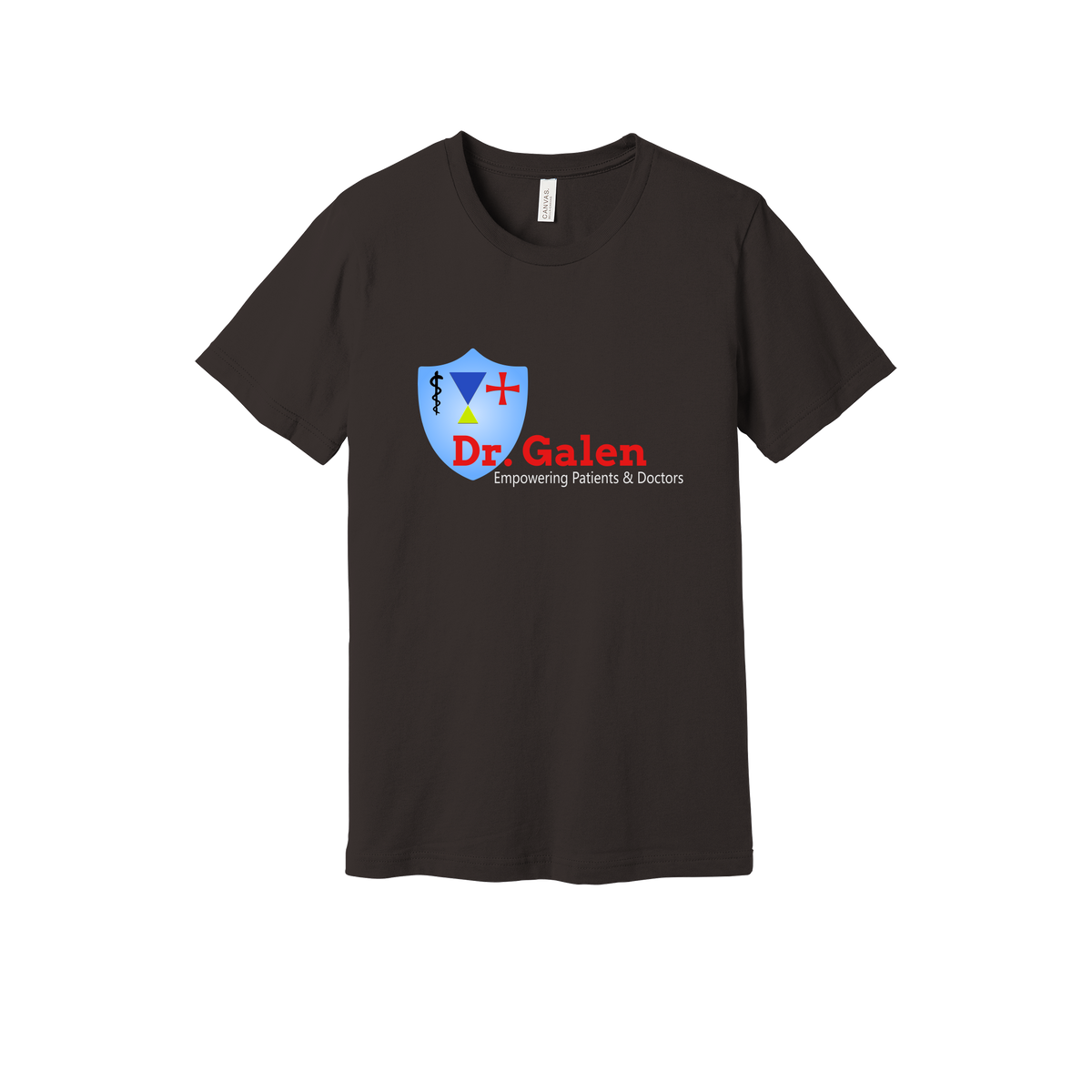 drgalen-everyday-essentials-clinic-short-sleeve-tee-dtf-front-BC3001-brown-flat-front