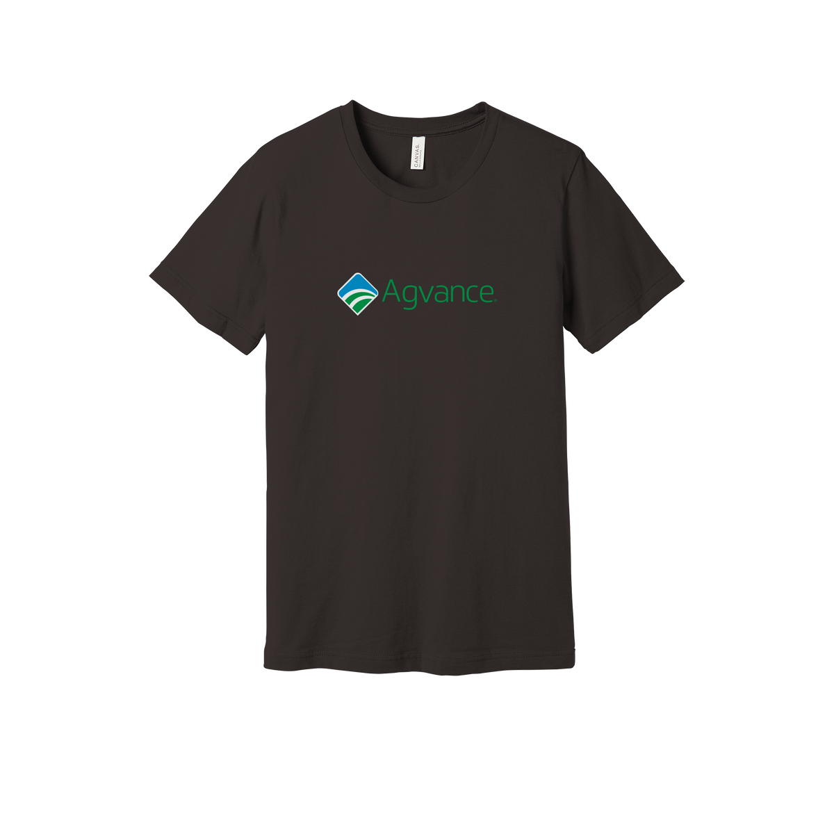 agvance-everyday-essentials-short-sleeve-tee-dtf-front-BC3001-brown-flat-front
