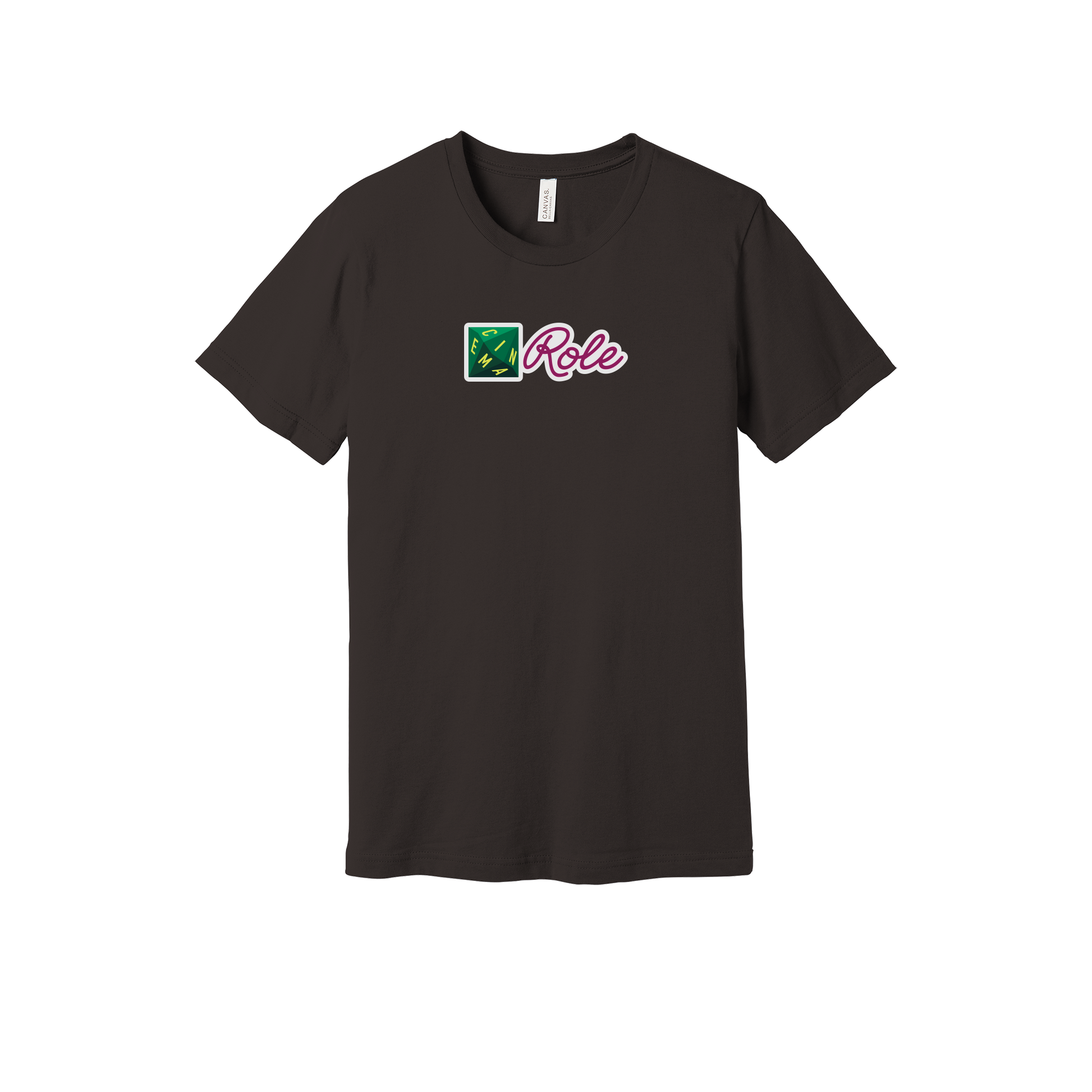 cinemarole-everyday-essentials-short-sleeve-tee-dtf-front-BC3001-brown-flat-front