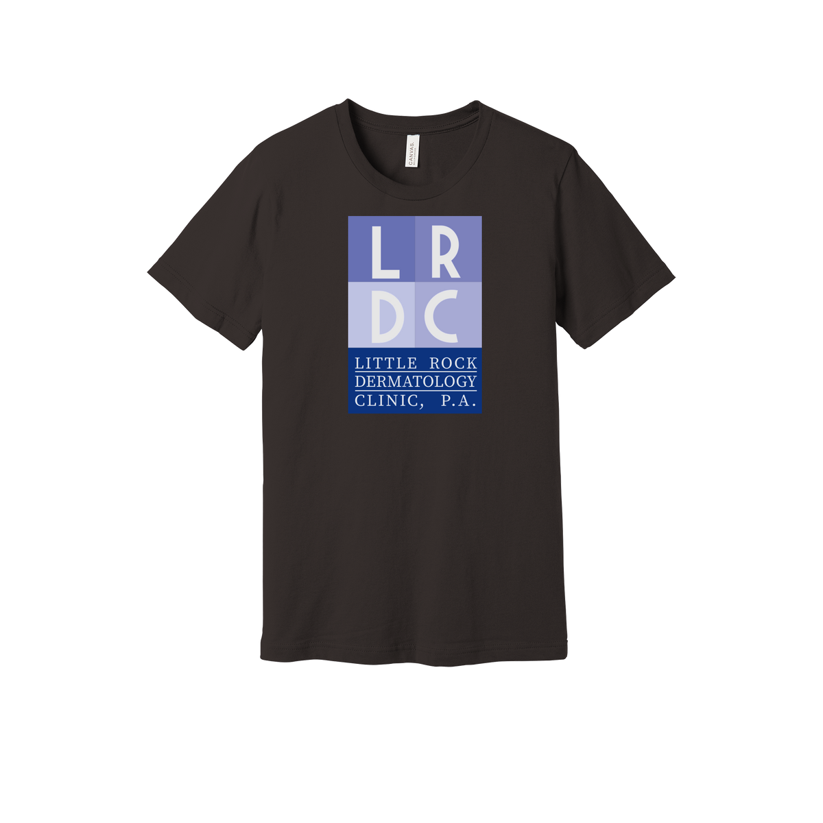 littlerockdermatology-everyday-essentials-clinic-short-sleeve-tee-dtf-front-BC3001-brown-flat-front