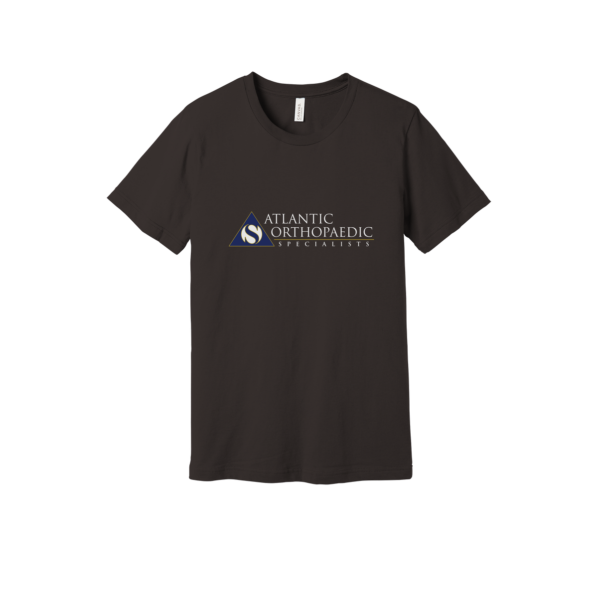 atlanticortho-everyday-essentials-clinic-short-sleeve-tee-dtf-front-BC3001-brown-flat-front