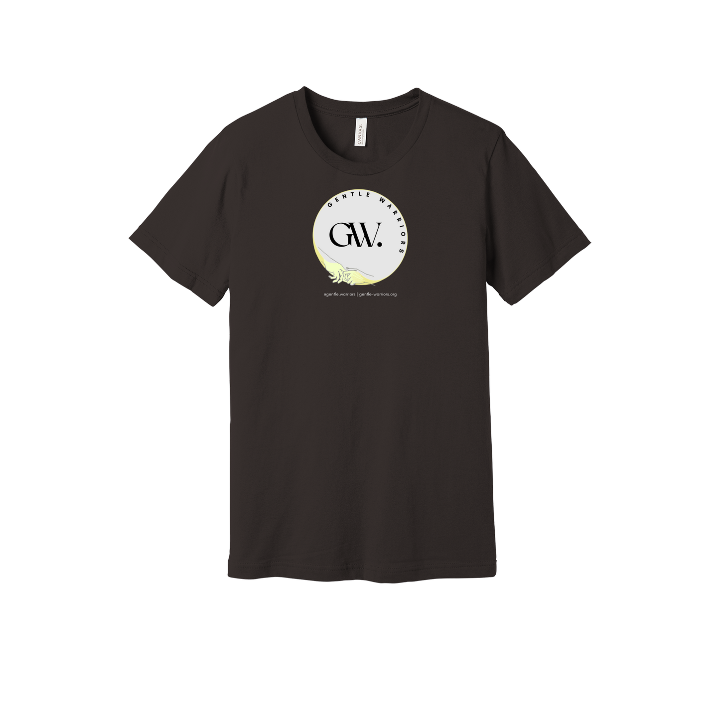 gentle-warriors-everyday-essentials-short-sleeve-tee-dtf-front-BC3001-brown-flat-front