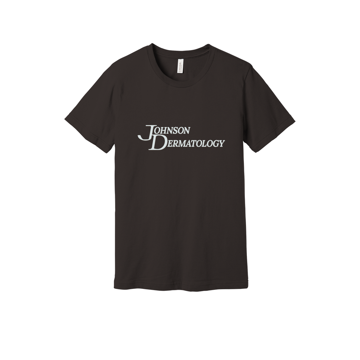 johnsondermatology-everyday-essentials-clinic-short-sleeve-tee-dtf-front-BC3001-brown-flat-front