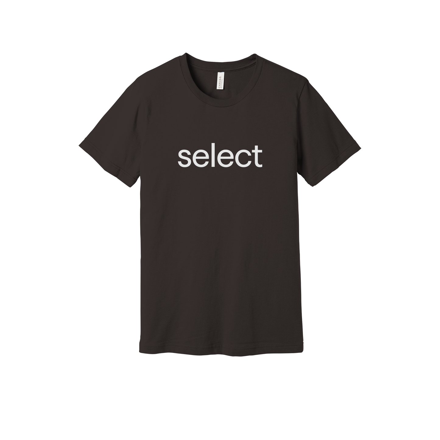 meetselect-everyday-essentials-short-sleeve-tee-dtf-front-BC3001-brown-flat-front