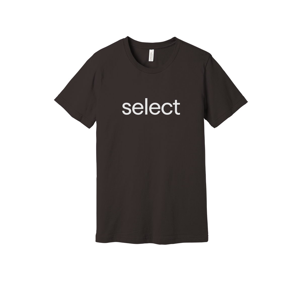 meetselect-everyday-essentials-short-sleeve-tee-dtf-front-BC3001-brown-flat-front