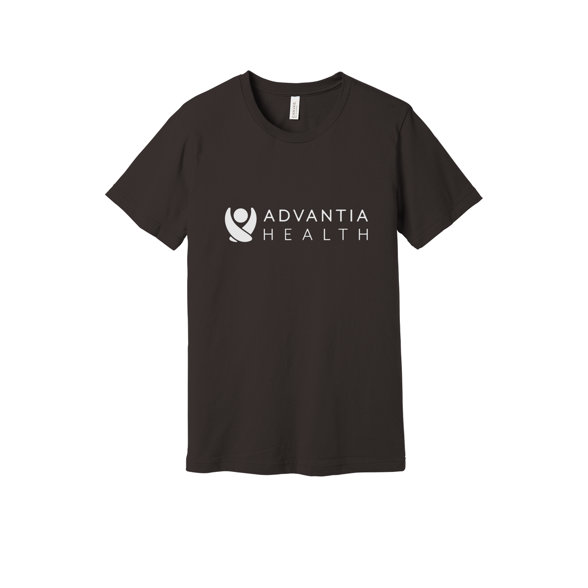 advantiahealth-everyday-essentials-clinic-short-sleeve-tee-dtf-front-BC3001-brown-flat-front