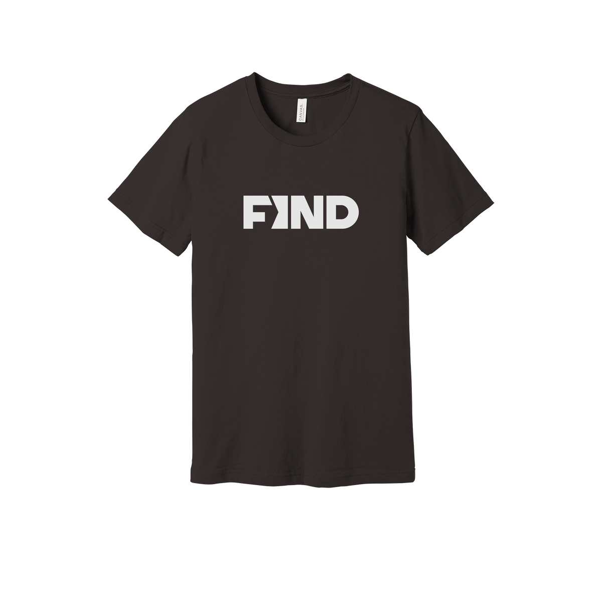 findrealestate-everyday-essentials-short-sleeve-tee-dtf-front-BC3001-brown-flat-front