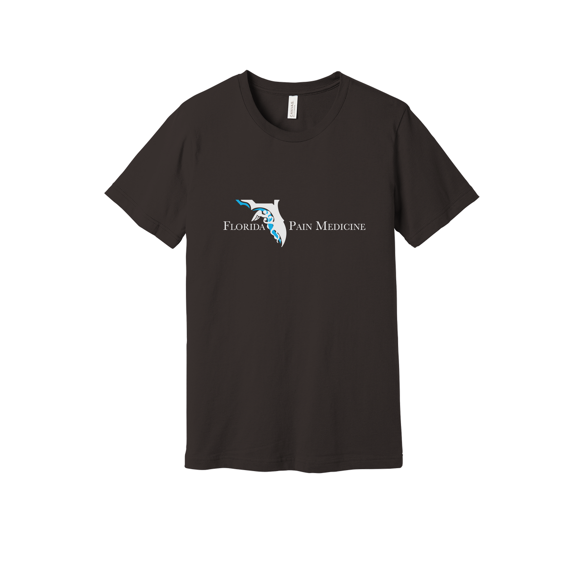 floridapainmedicine-everyday-essentials-clinic-short-sleeve-tee-dtf-front-BC3001-brown-flat-front