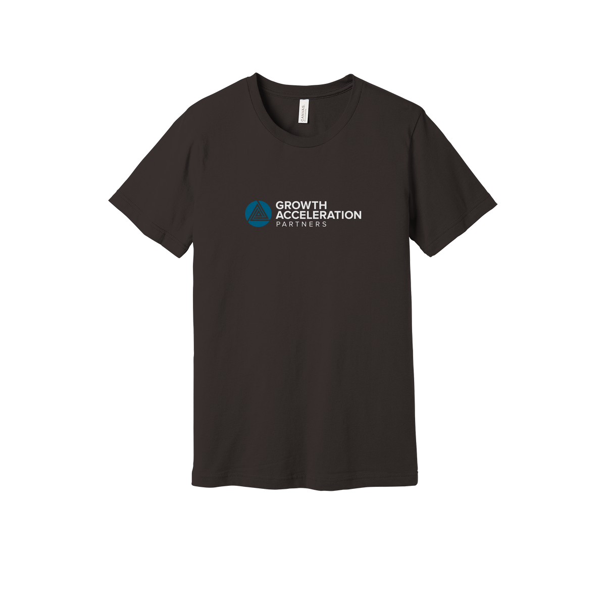growthaccelerationpartners-everyday-essentials-short-sleeve-tee-dtf-front-BC3001-brown-flat-front