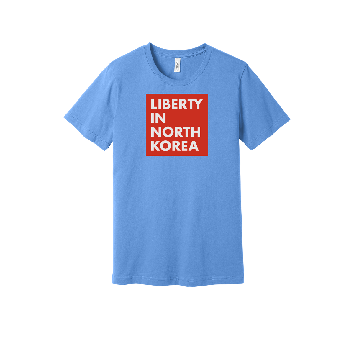 libertyinnorthkorea-everyday-essentials-short-sleeve-tee-dtf-front-BC3001-carolinablue-flat-front