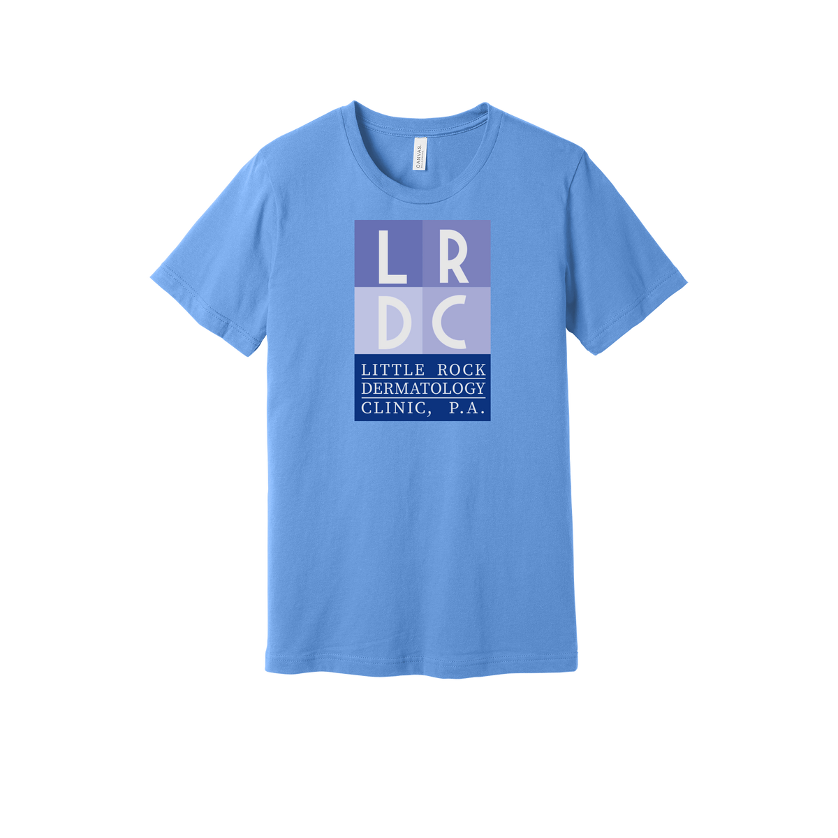 littlerockdermatology-everyday-essentials-clinic-short-sleeve-tee-dtf-front-BC3001-carolinablue-flat-front
