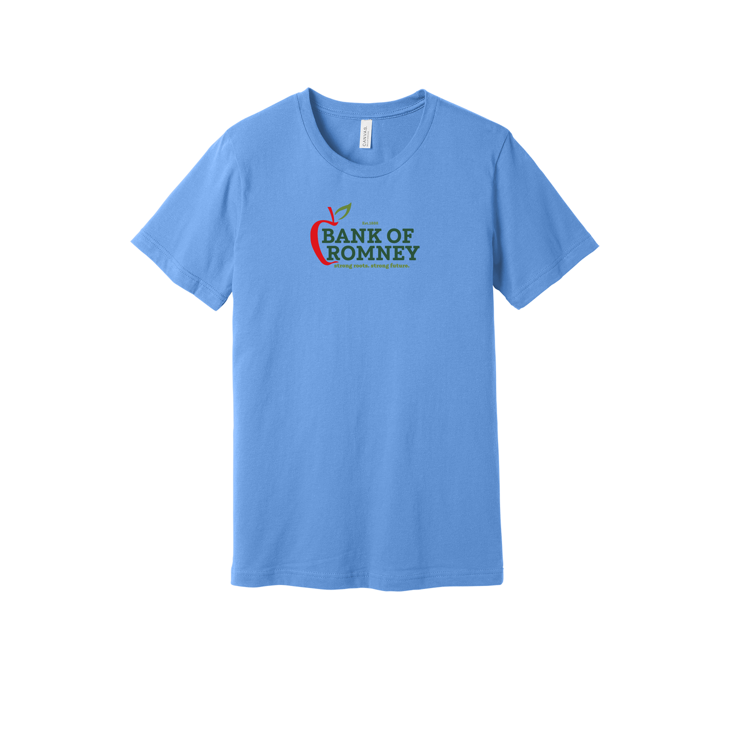 bankofromney-everyday-essentials-short-sleeve-tee-dtf-front-BC3001-carolinablue-flat-front