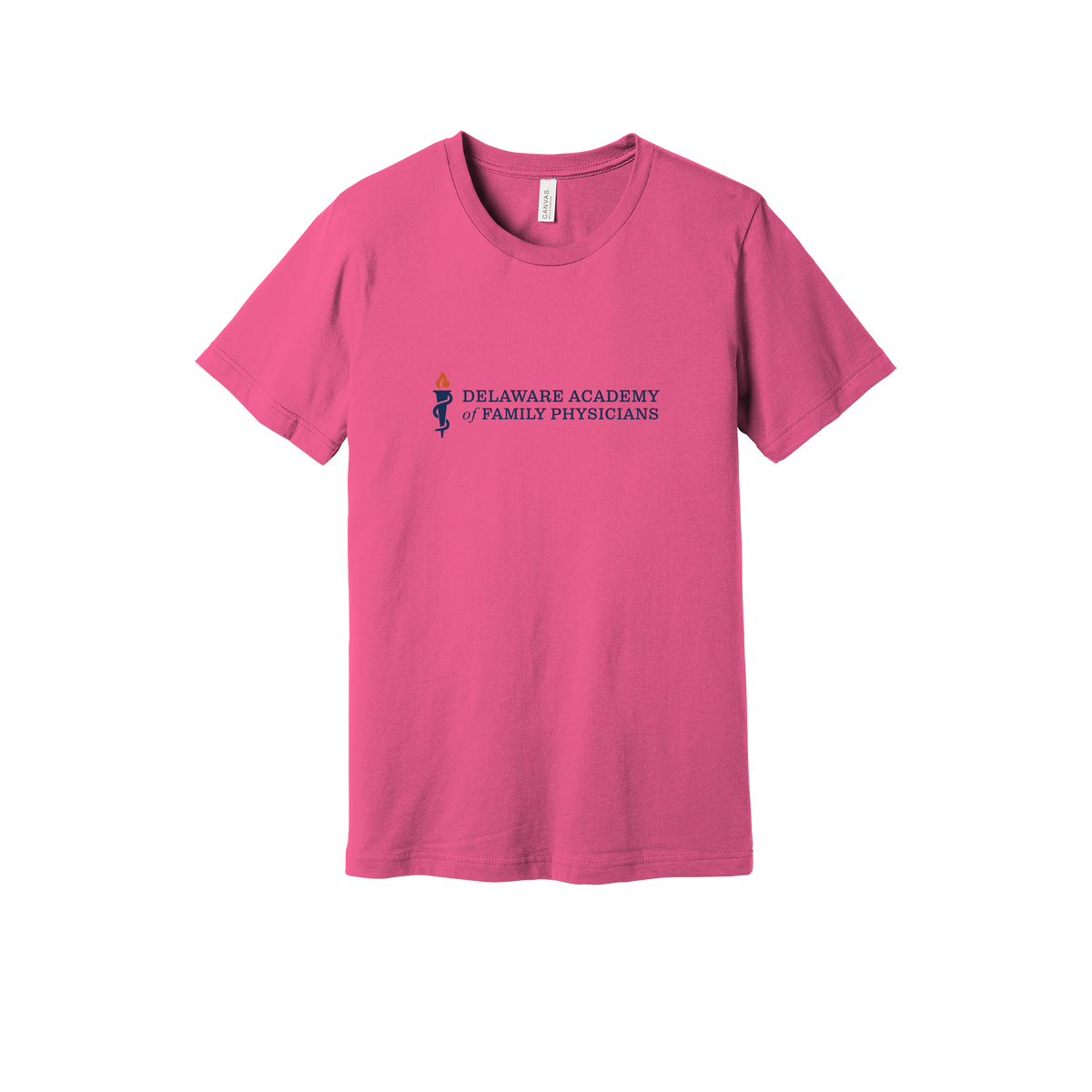 delfamdoc-everyday-essentials-clinic-short-sleeve-tee-dtf-front-BC3001-charitypink-flat-front