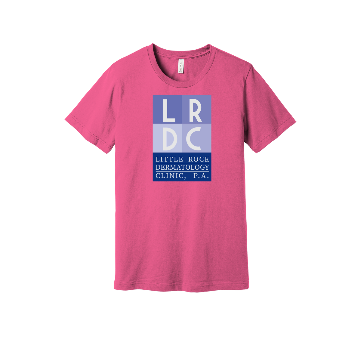 littlerockdermatology-everyday-essentials-clinic-short-sleeve-tee-dtf-front-BC3001-charitypink-flat-front