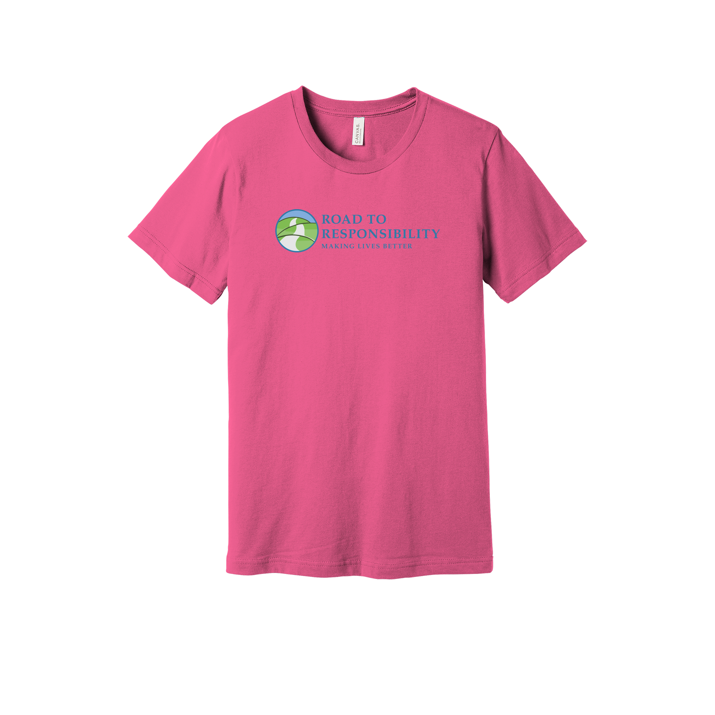roadtoresponsibility-everyday-essentials-short-sleeve-tee-dtf-front-BC3001-charitypink-flat-front