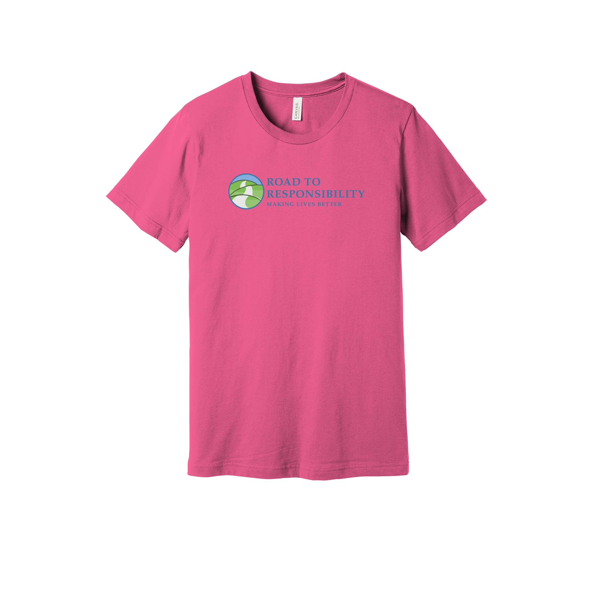 roadtoresponsibility-everyday-essentials-short-sleeve-tee-dtf-front-BC3001-charitypink-flat-front