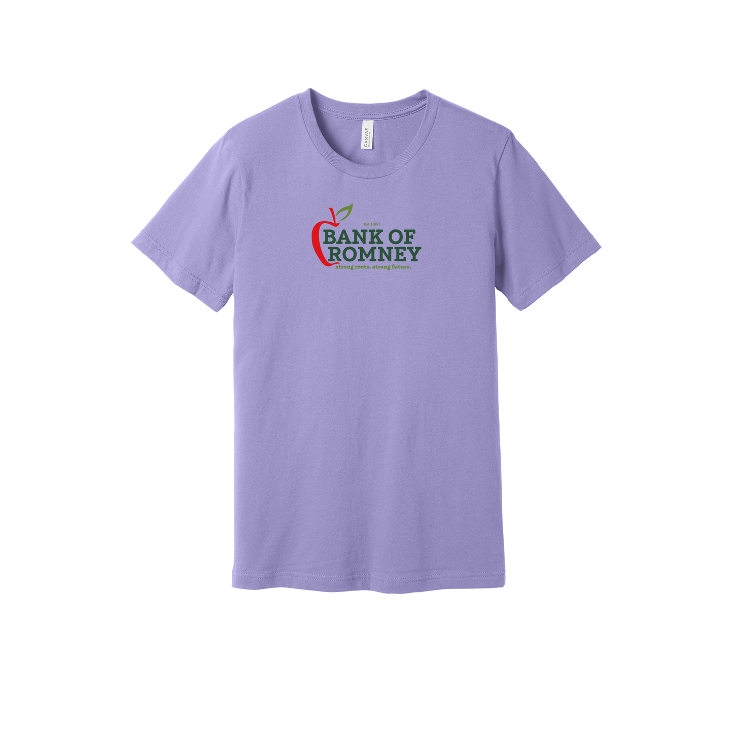 bankofromney-everyday-essentials-short-sleeve-tee-dtf-front-BC3001-darklavender-flat-front