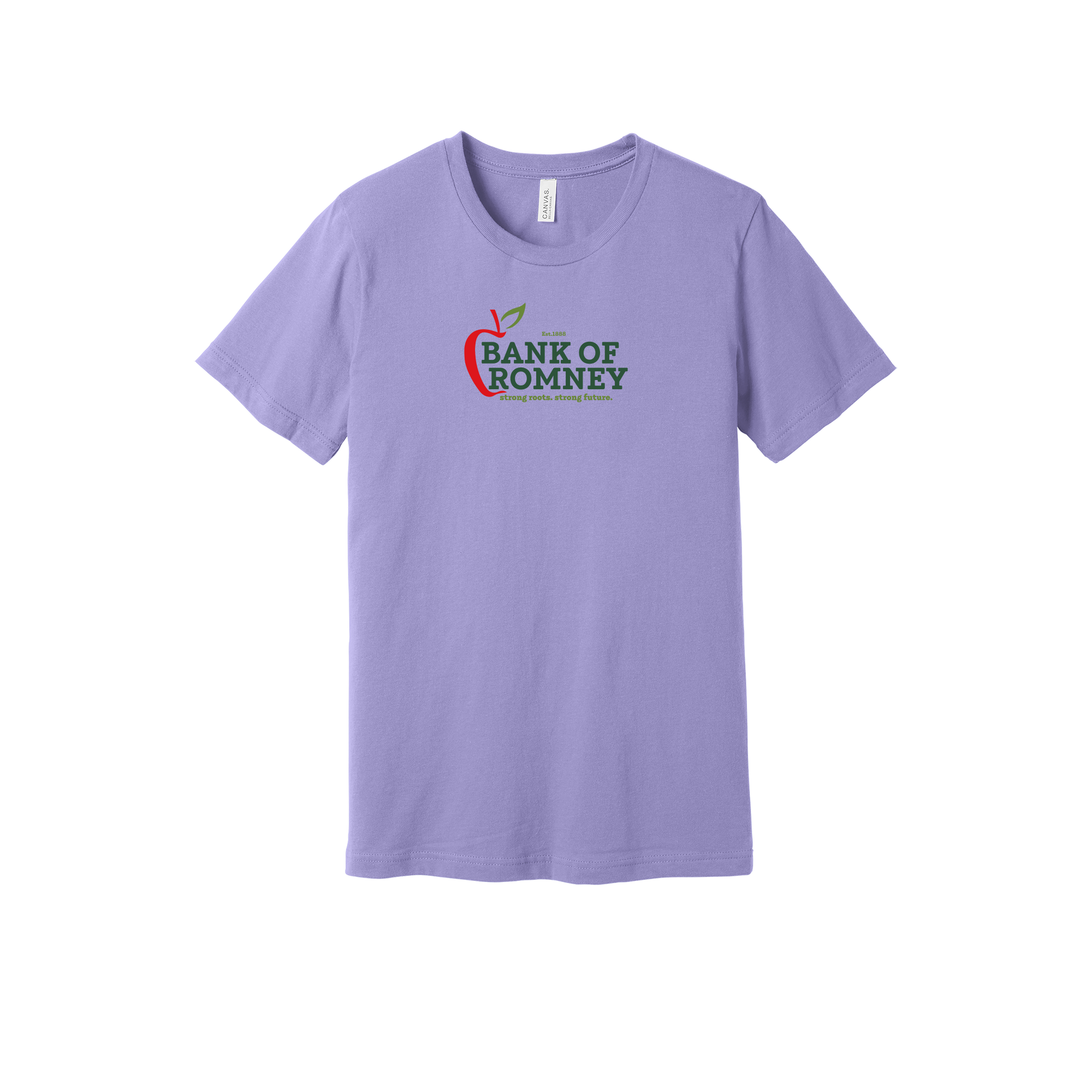 bankofromney-everyday-essentials-short-sleeve-tee-dtf-front-BC3001-darklavender-flat-front