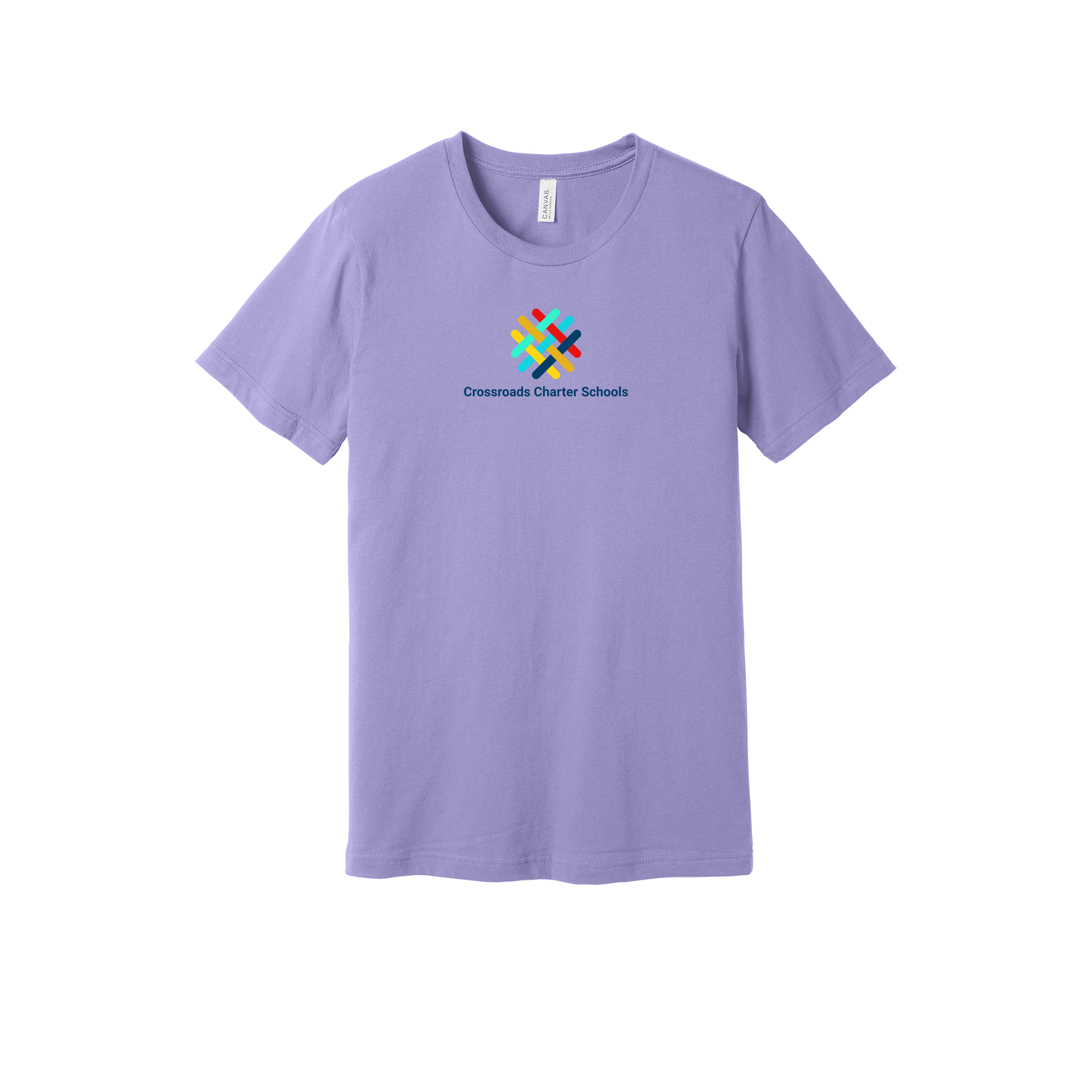 crossroadsschoolskc-everyday-essentials-short-sleeve-tee-dtf-front-BC3001-darklavender-flat-front