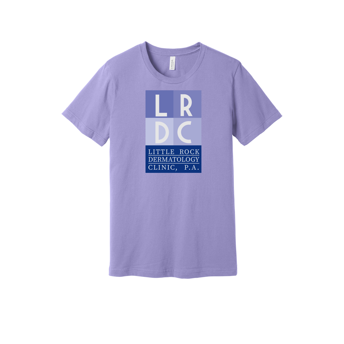 littlerockdermatology-everyday-essentials-clinic-short-sleeve-tee-dtf-front-BC3001-darklavender-flat-front