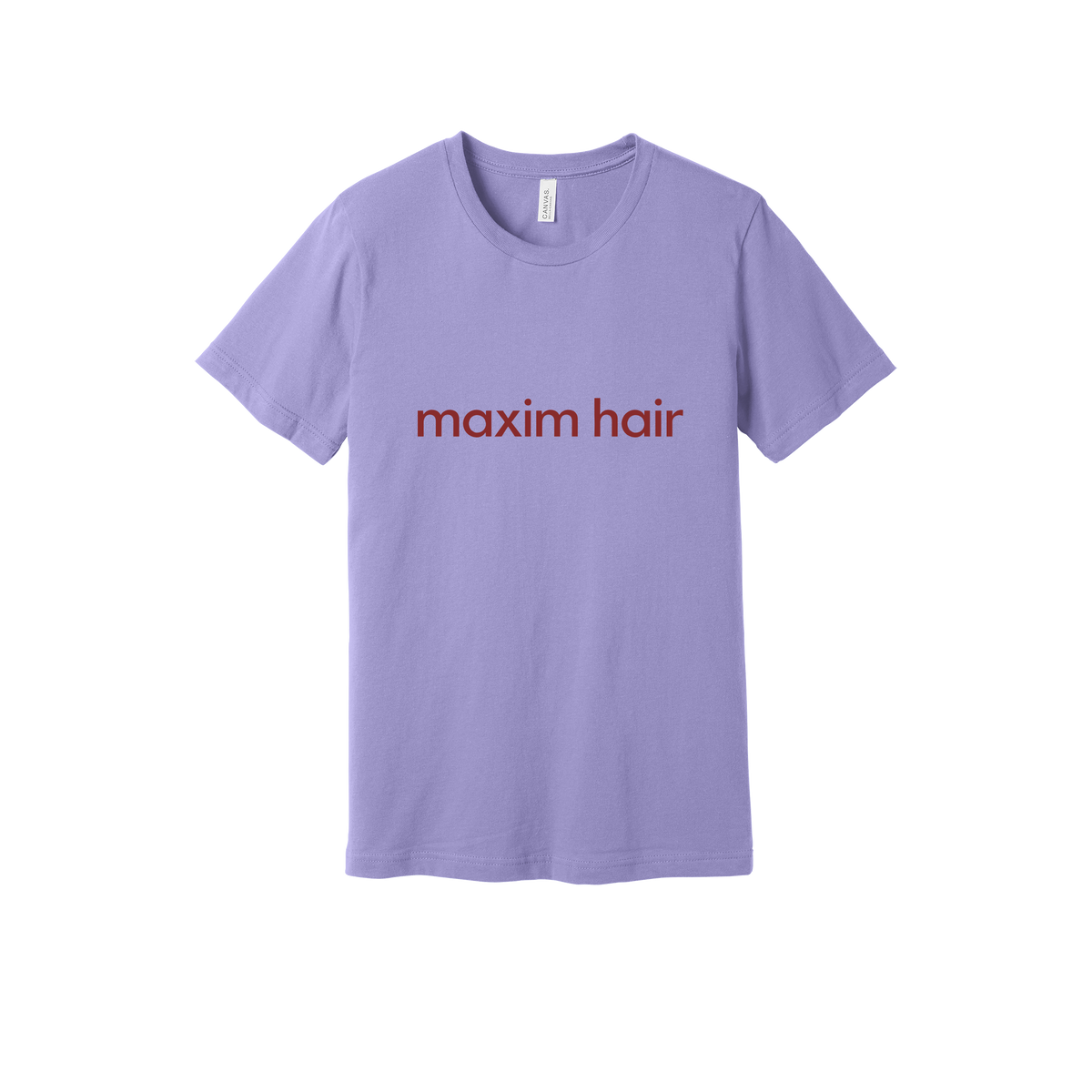 maximhairrestoration-everyday-essentials-clinic-short-sleeve-tee-dtf-front-BC3001-darklavender-flat-front