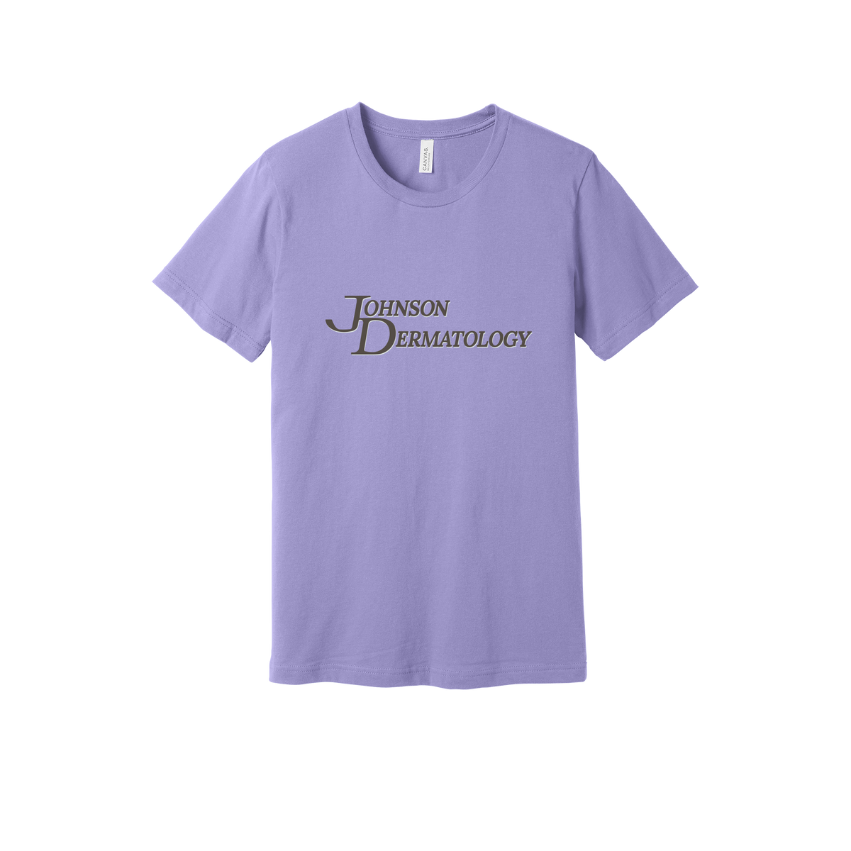 johnsondermatology-everyday-essentials-clinic-short-sleeve-tee-dtf-front-BC3001-darklavender-flat-front