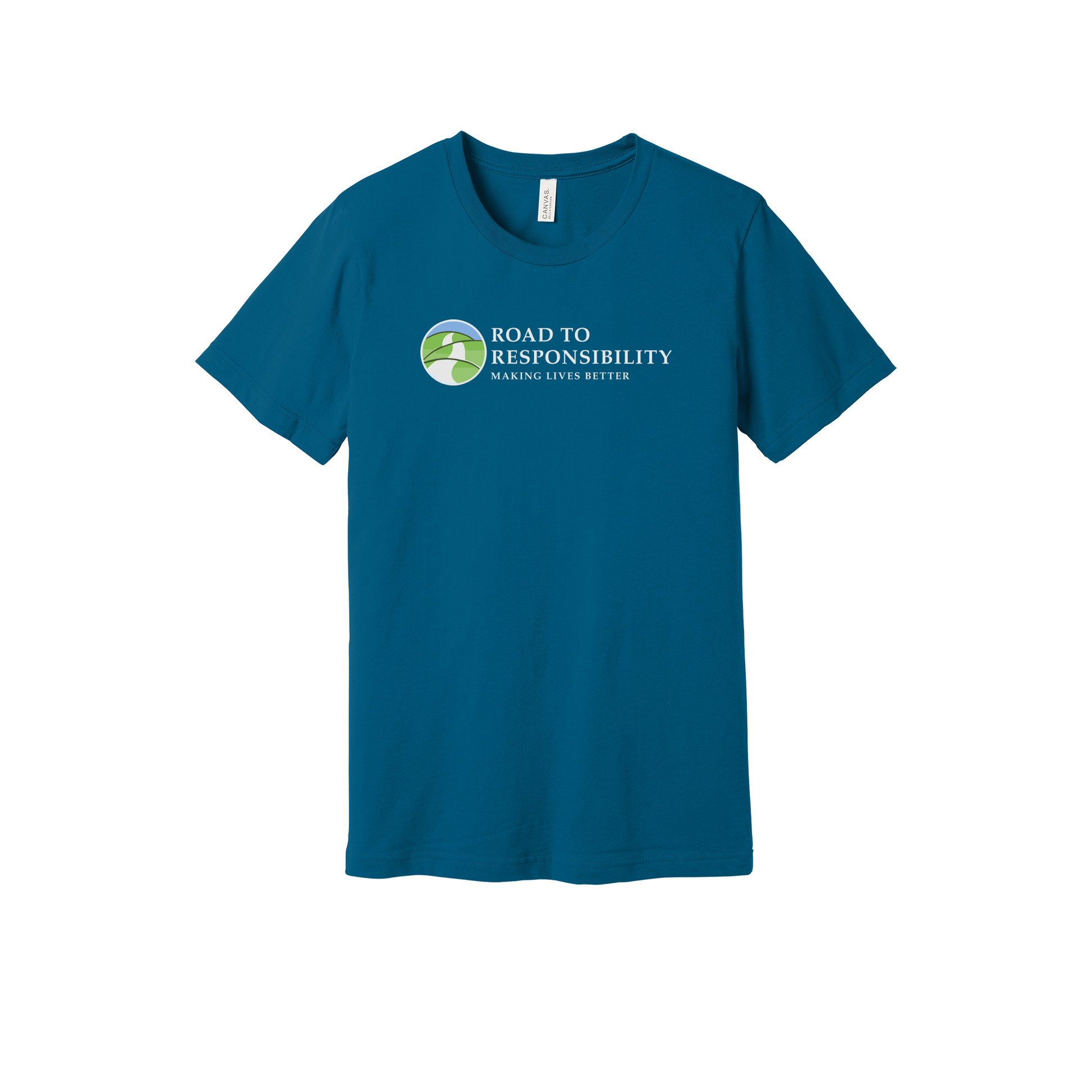roadtoresponsibility-everyday-essentials-short-sleeve-tee-dtf-front-BC3001-deepteal-flat-front