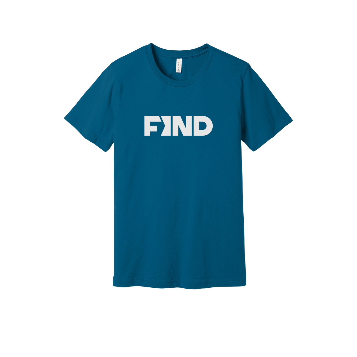findrealestate-everyday-essentials-short-sleeve-tee-dtf-front-BC3001-deepteal-flat-front