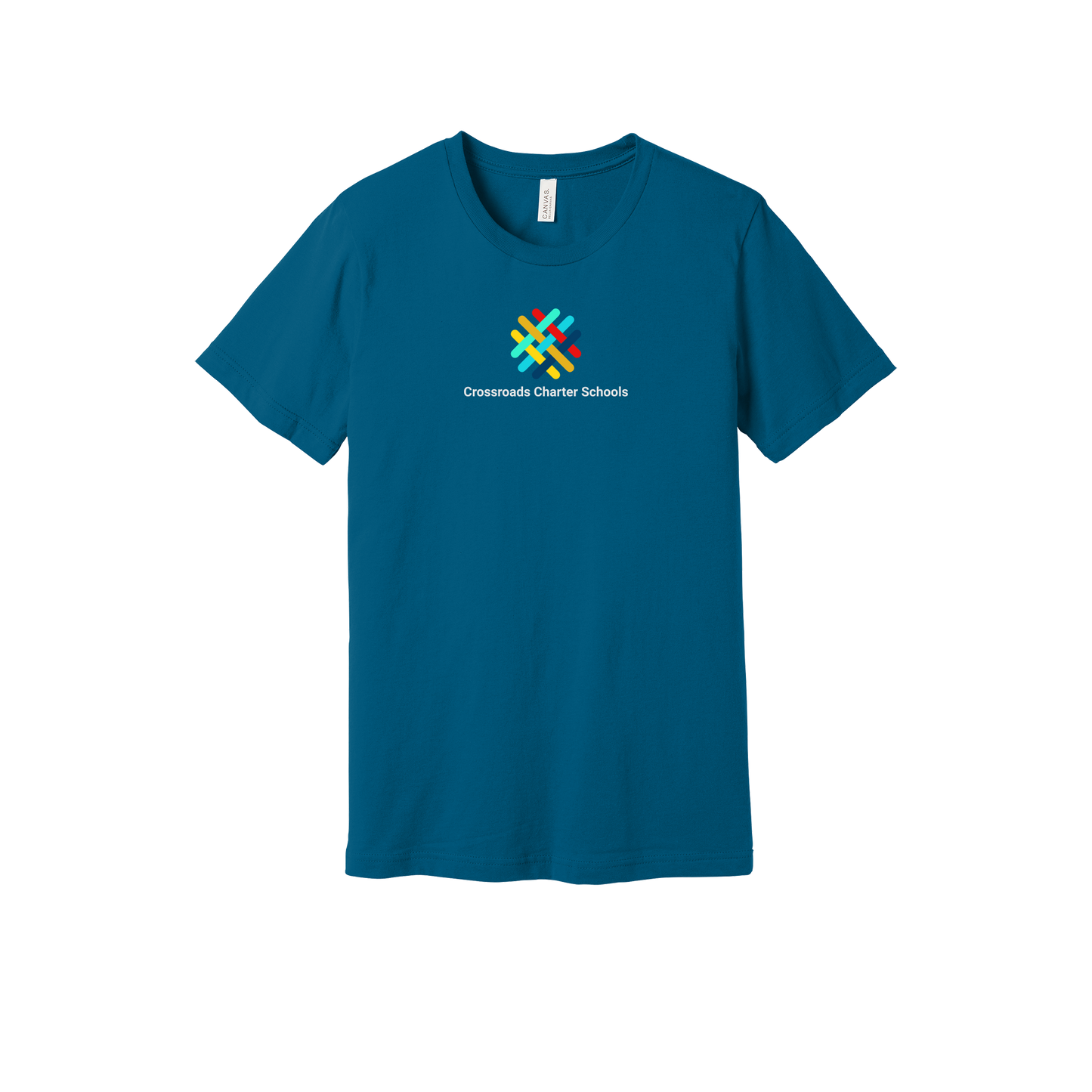 crossroadsschoolskc-everyday-essentials-short-sleeve-tee-dtf-front-BC3001-deepteal-flat-front