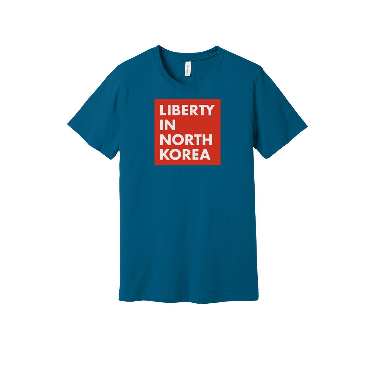libertyinnorthkorea-everyday-essentials-short-sleeve-tee-dtf-front-BC3001-deepteal-flat-front