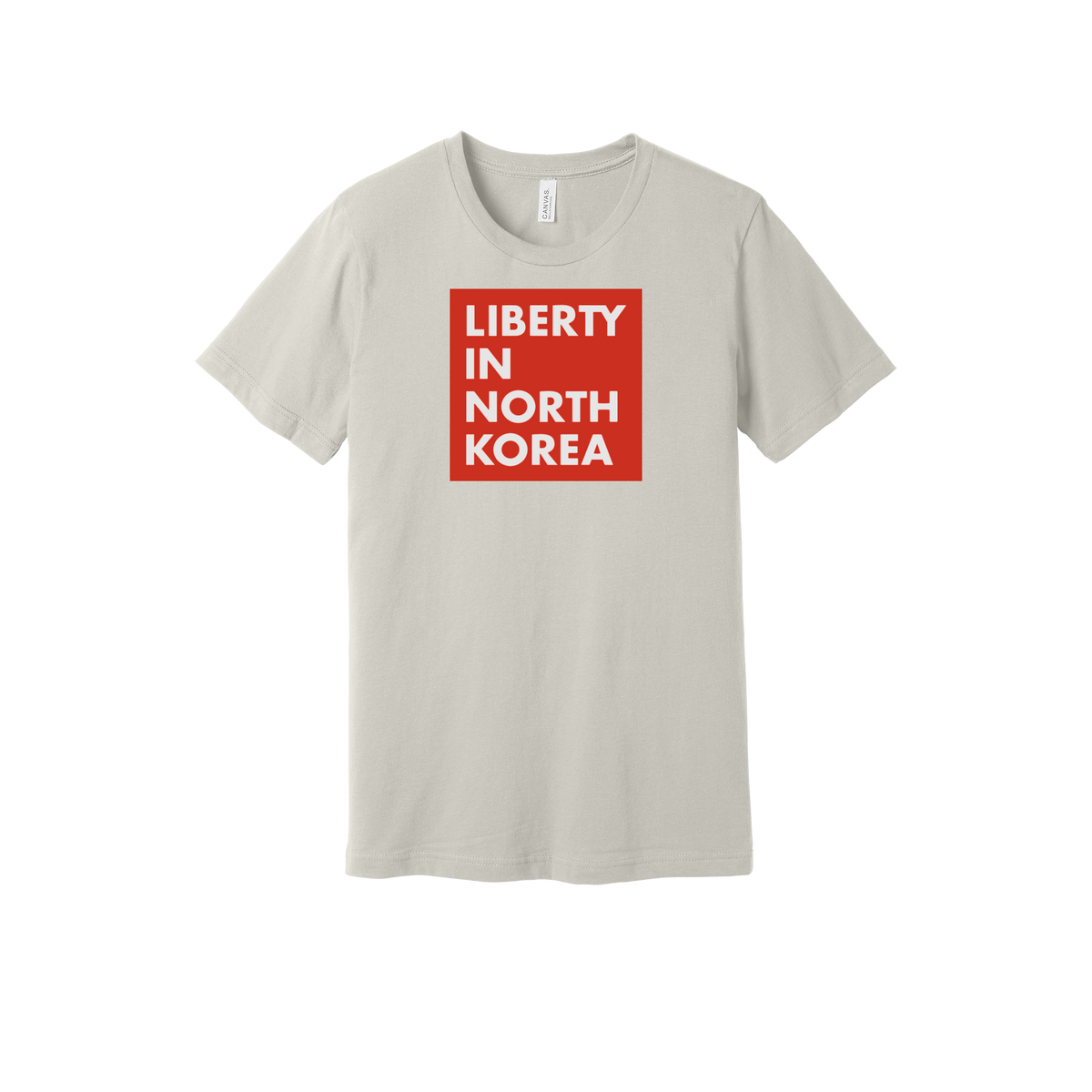 libertyinnorthkorea-everyday-essentials-short-sleeve-tee-dtf-front-BC3001-dust-flat-front